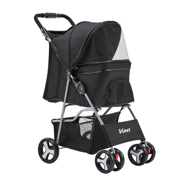 i.Pet 4 Wheel Stroller for Pets - Black