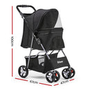 i.Pet 4 Wheel Stroller for Pets - Black