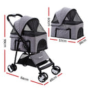 i.Pet Pet Stroller Dog Carrier Foldable Pram 3 IN 1 Grey