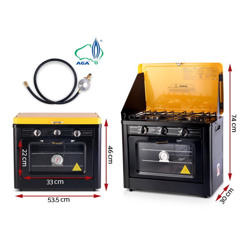 3 Burner Portable Oven - Black & Yellow