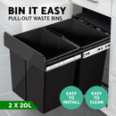 Pull Out Bin - Black (2x20L)