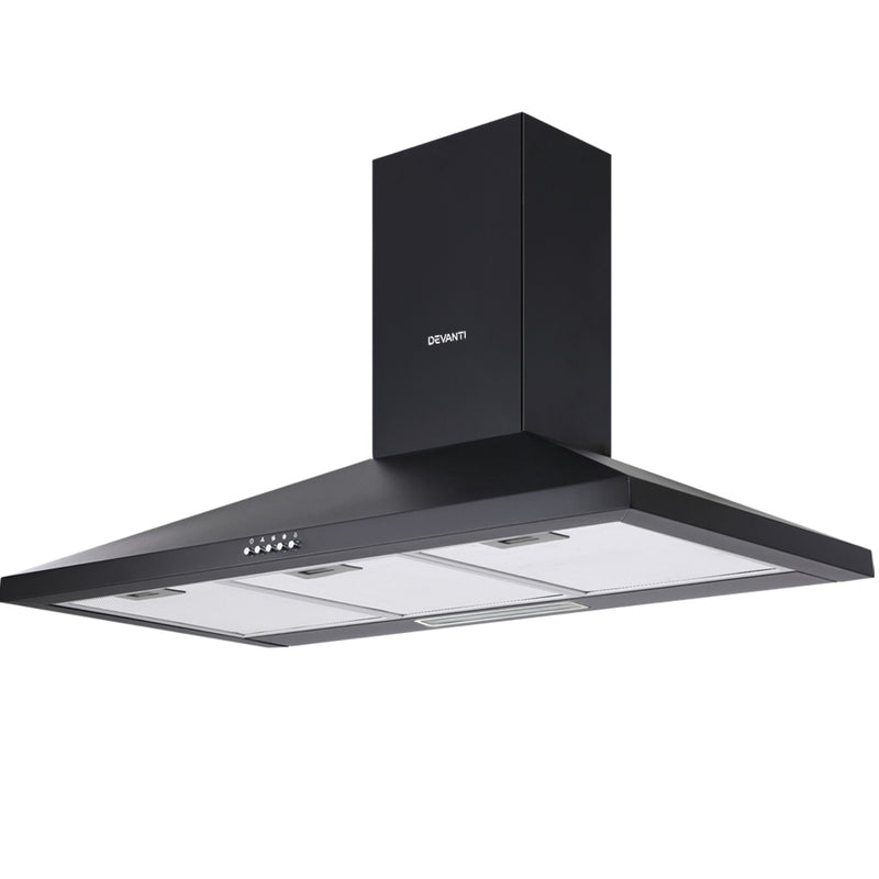 Range Hood 900mm Kitchen Canopy LED Light Wall Mount Black