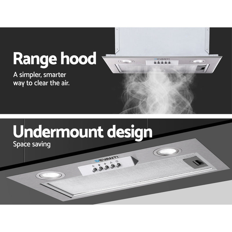 Range Hood Undermount Built In Stainless Steel Canopy 52cm 520mm