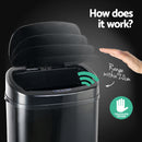 Motion Sensor Rubbish Bin - Black (68L)