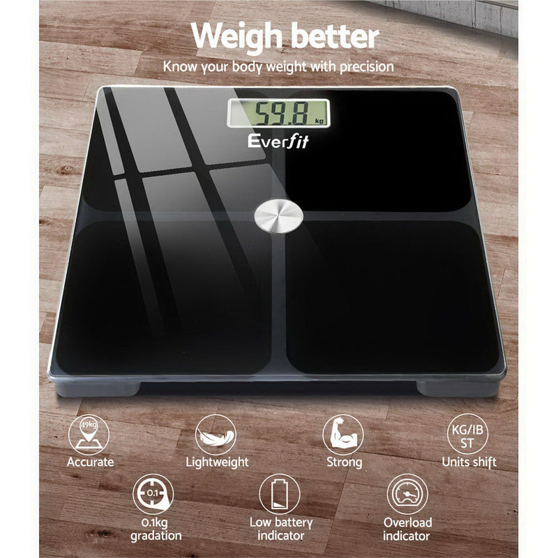 Electronic Digital Body Weight Scale Bathroom Scale-Black