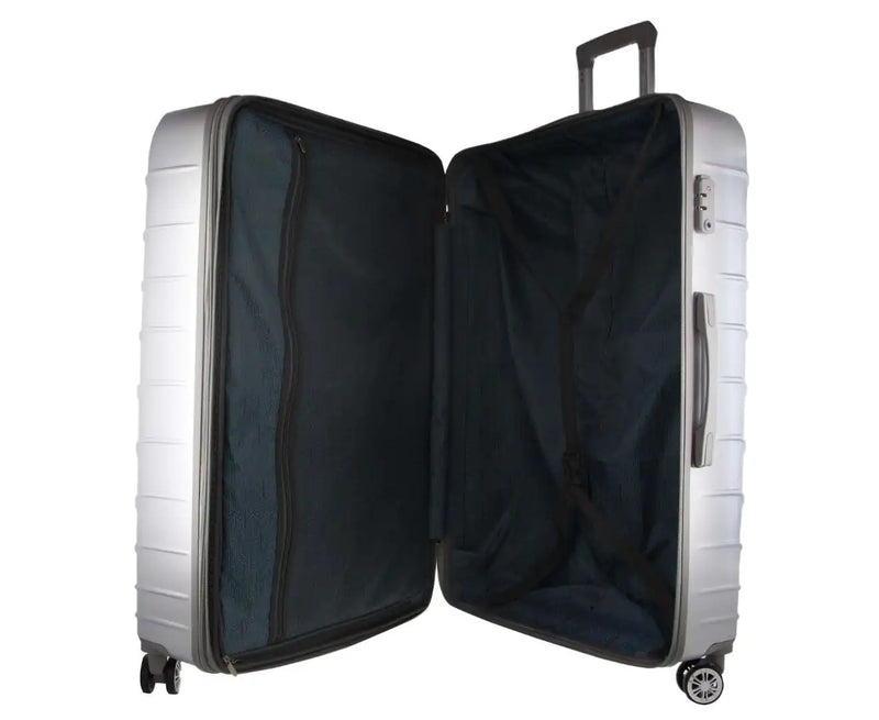 Pierre Cardin Hard Shell 4 Wheel Suitcase - Medium - Silver - Expandable - Lightweight