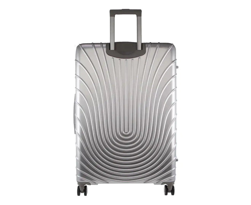 Pierre Cardin Hard Shell 4 Wheel Suitcase - Medium - Silver - Expandable - Lightweight