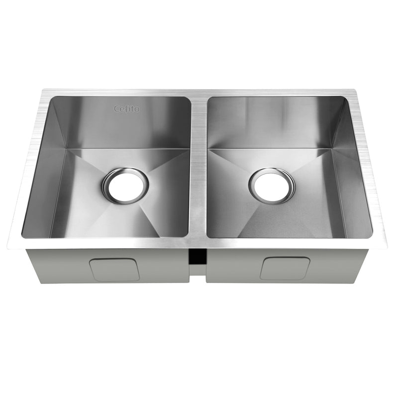 Stainless Steel Kitchen Sink 770X450MM Under/Topmount  Double Bowl Silver