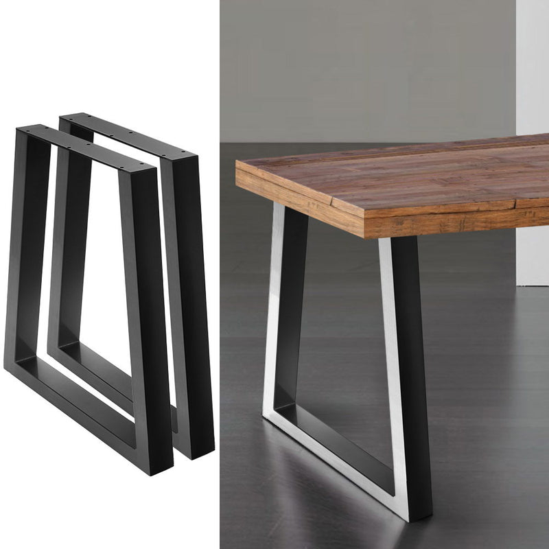 2x Coffee Dining Table w/ Legs Steel Industrial Vintage Bench Metal Trapezoid 710MM