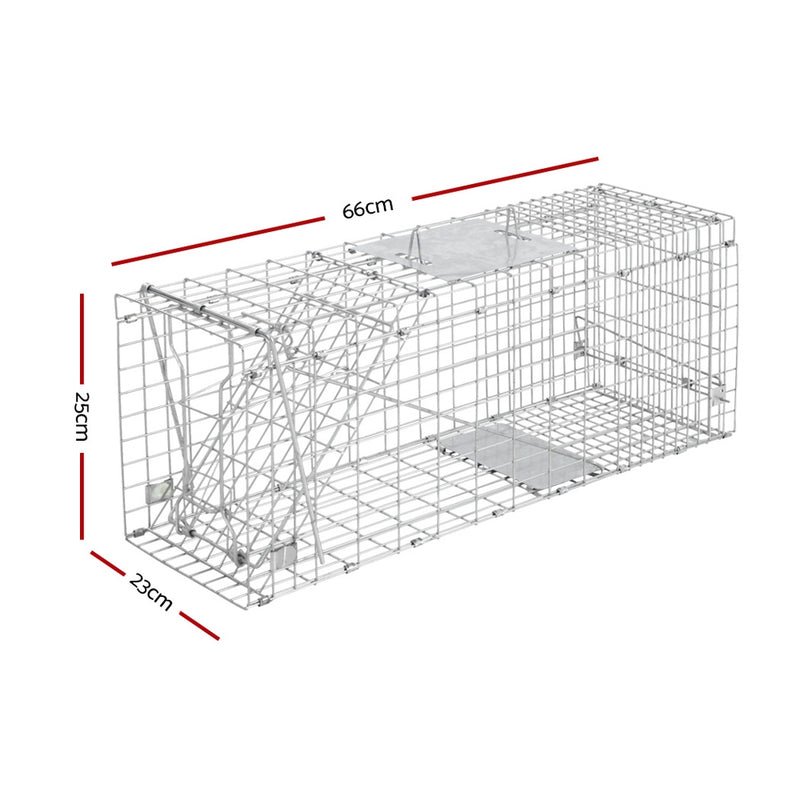 Animal Trap Cage 66 x 23 x 25cm  - Silver