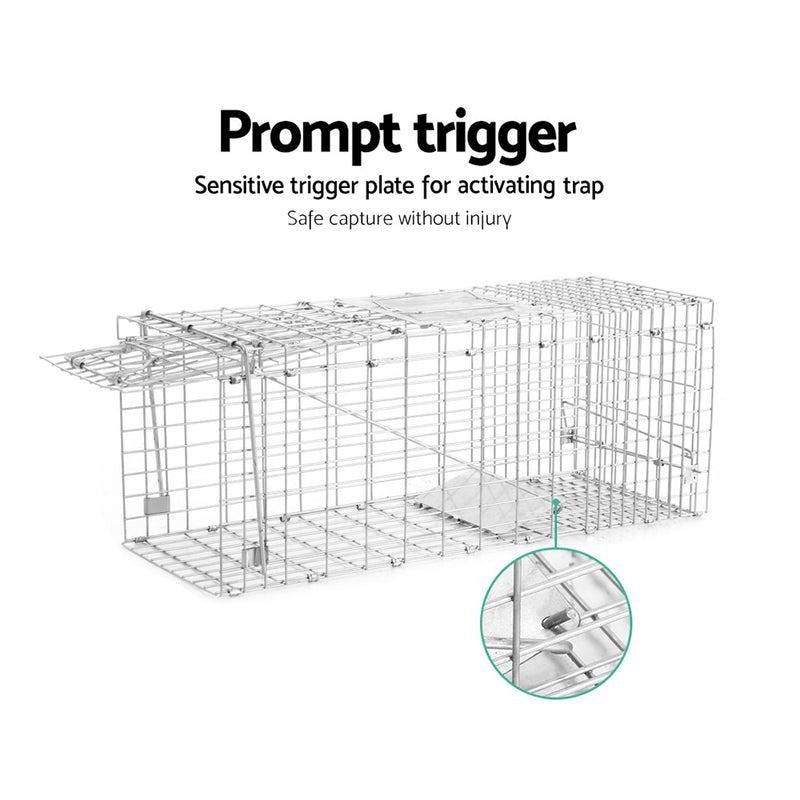 Animal Trap Cage 66 x 23 x 25cm  - Silver (Set of 2)
