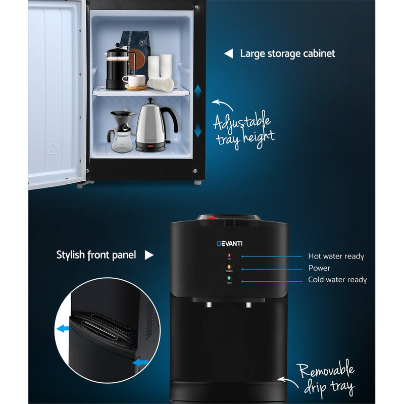 Water Cooler Dispenser Mains Bottle Stand Hot Cold Tap Office Black