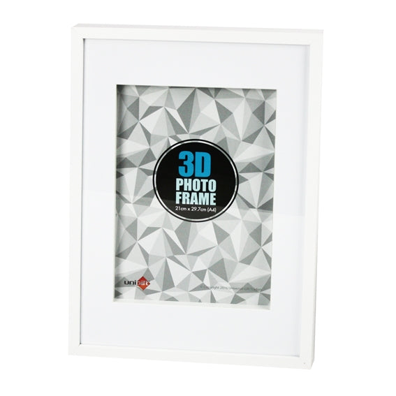 3D Wood White Frame A4 21x29.7cm