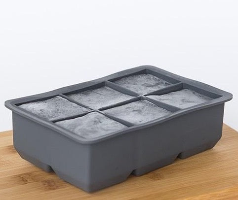 Tovolo Silicone King Cube Ice Tray With Lid - Charcoal - 6 Cubes x 5cm