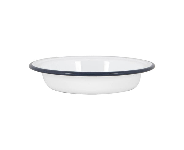 Enamel Bowl - White With Navy Rim 19x4cm - Argon Tableware