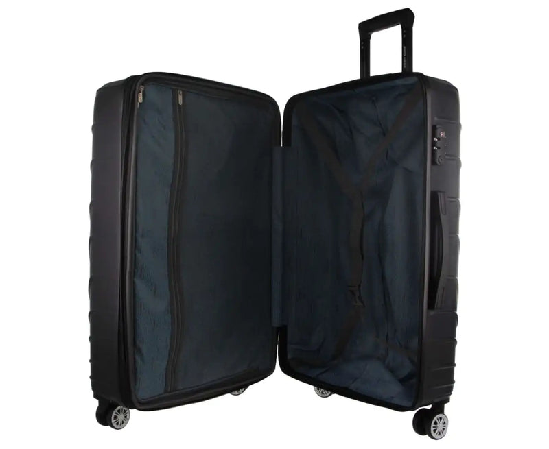 Pierre Cardin Hard Shell 4 Wheel Suitcase - Medium - Black - Expandable - Lightweight