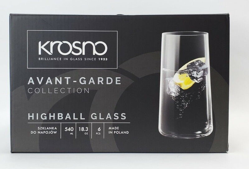 Krosno Avant-Garde Highball Glasses 540ml 6pc (Made in Poland)