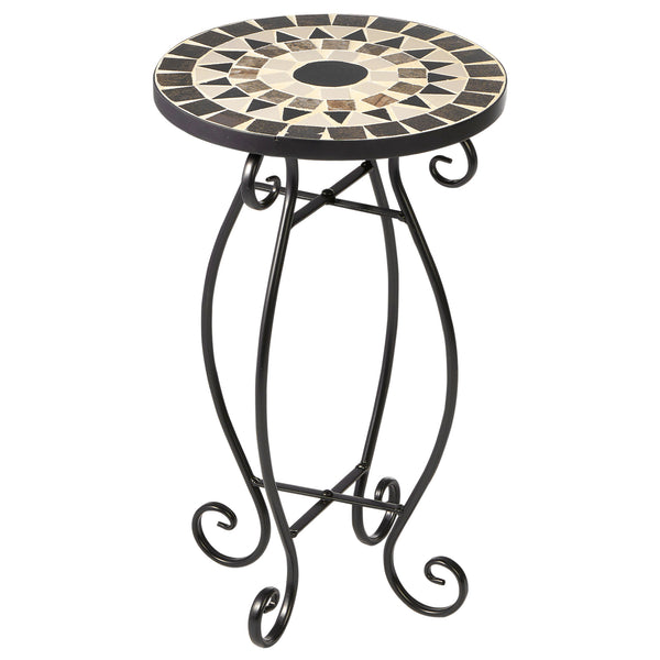 Mosaic Outdoor Side Table - Brown/Black - 50x30cm