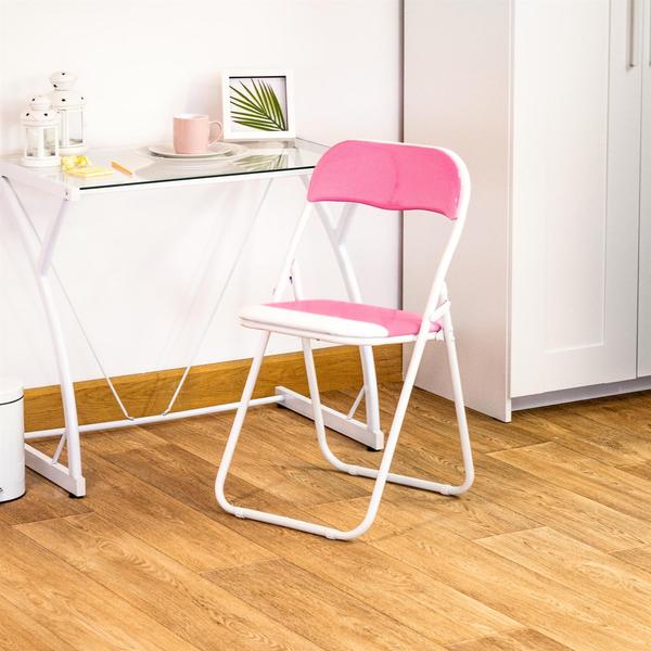 Folding Chair - Pink & White