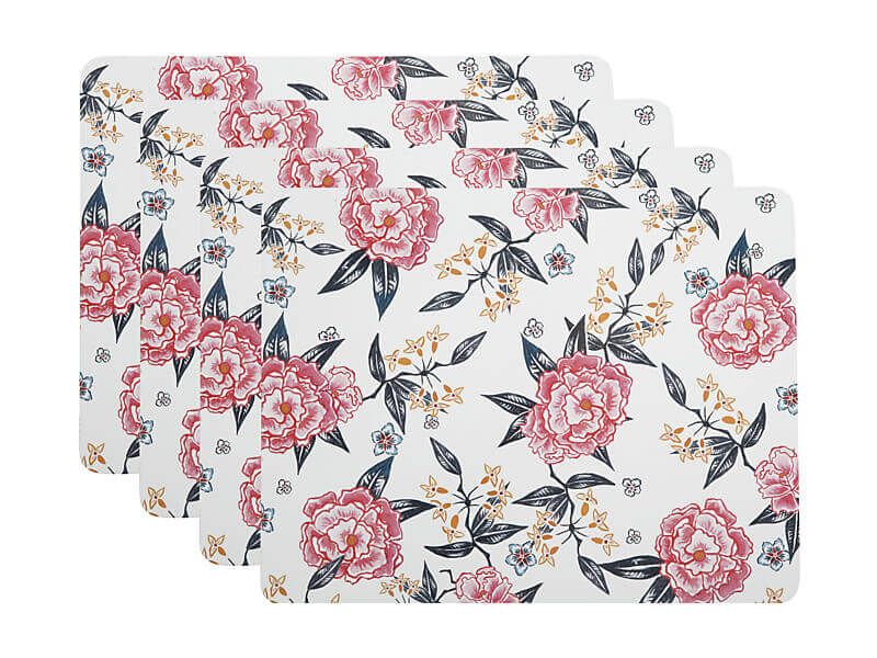 Maxwell & Williams Peony Placemats 34x26.5cm Set of 4 - Cork Back