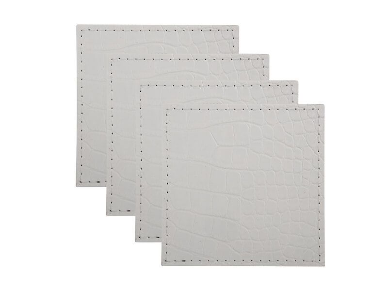 Maxwell & Williams Table Accents Leather Look Alligator Coasters 10x10cm Set of 4 - Ecru