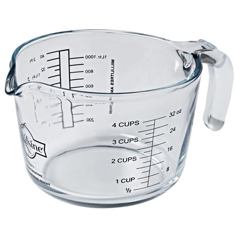 O'Cuisine Borosilicate Measuring Jug 1Lt/4 Cups (Made in France)