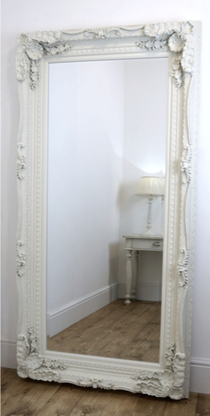 Large Ornate Floor Mirror - White - 190x100cm