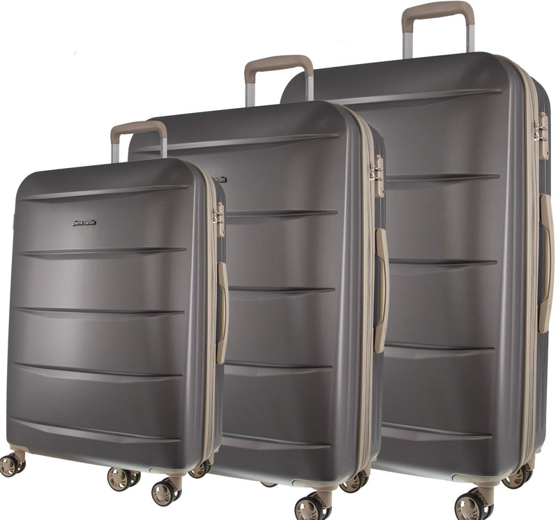 Pierre Cardin Hard Shell 4 Wheel - 3-Piece Luggage Set - Graphite - Expandable