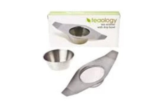 Teaology Stainless Steel Tea Strainer With Drip Bowl