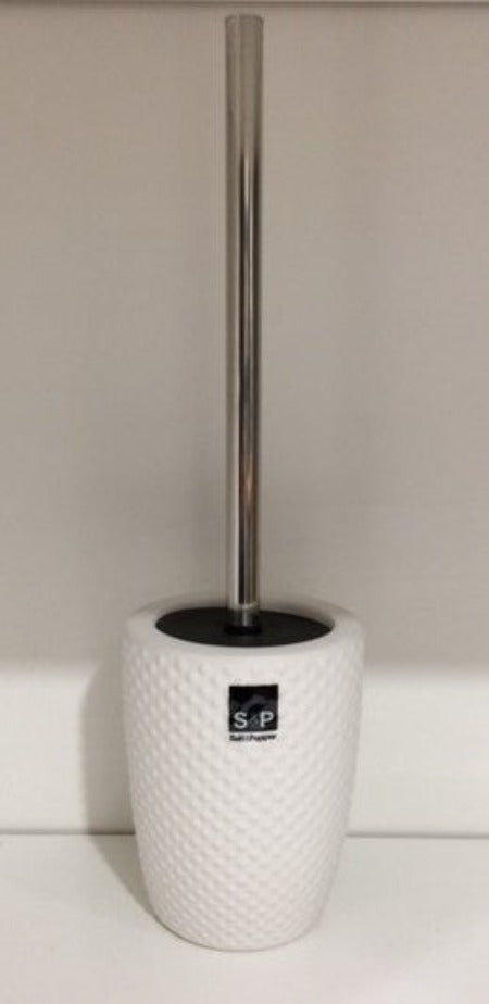 S&P Emboss White Toilet Brush & Holder - 11x39.5cm