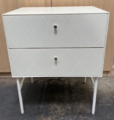 Bedside Table 2 Drawer - Ivory - 49x38x59cm