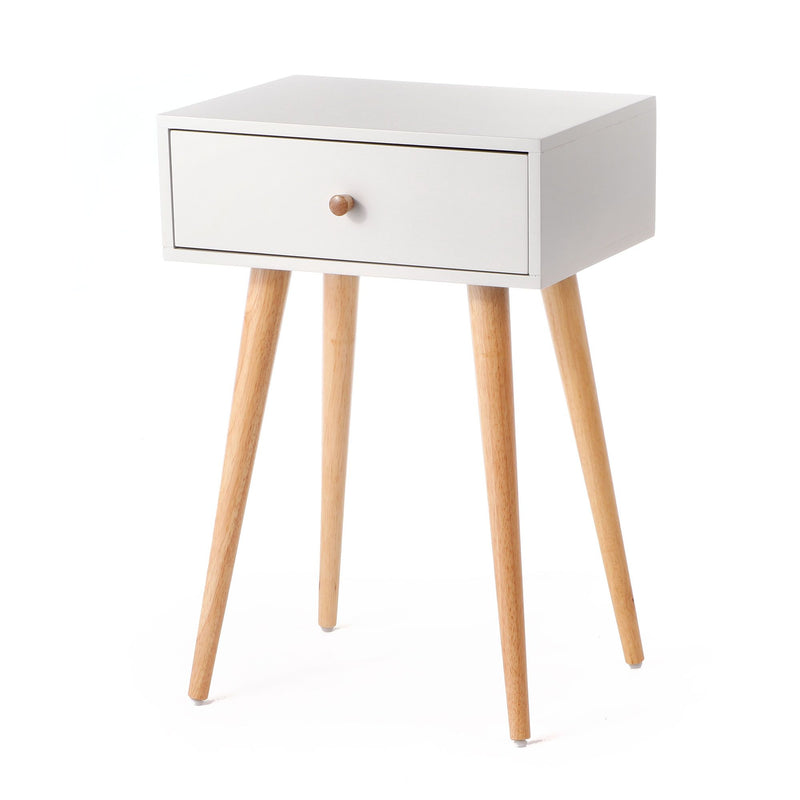 Bedside Table 1 Drawer - Natural/White - 40x30x60cm
