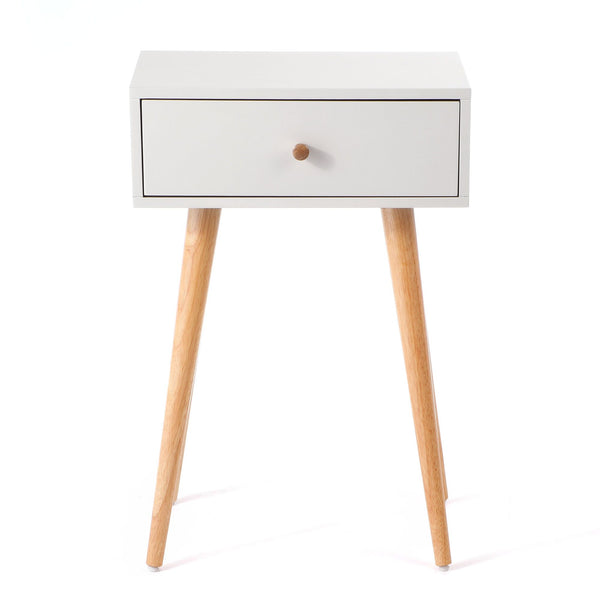 Bedside Table 1 Drawer - Natural/White - 40x30x60cm