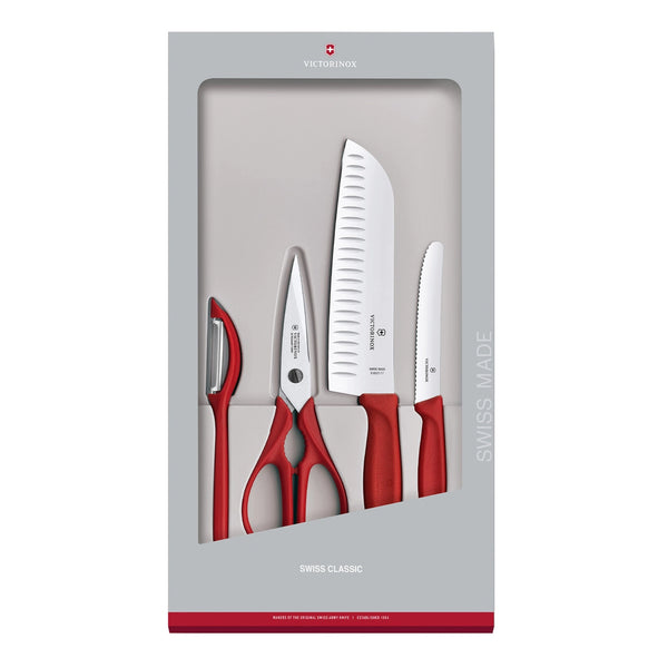 Victorinox Swiss Classic Kitchen 4pc Knife Set - Red